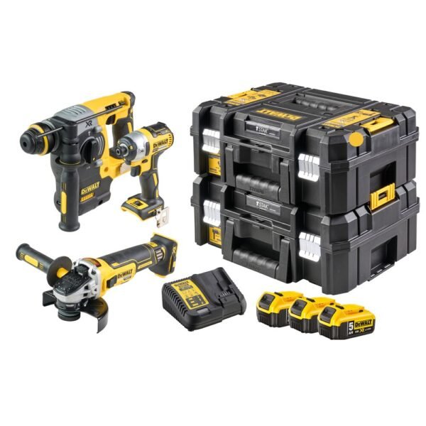 18V Сет од 3 алати, 3x5Ah батерии, полнач и 2 куфери TSTAK