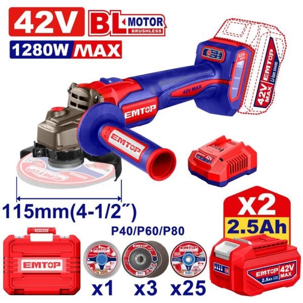 Батериска брусилка 115мм ELAG4128112 Emtop